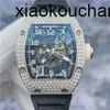 Luksusowy RMILE Watch Automatyczny superklon KV Factory AG WG Shell Zewnętrzna strona pierścienia Pełna 18K Platinum TableCarbon Fibre Sapphire Stat