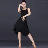 Scene Wear Latin Dance Dress Slip kjol ärmlös Slim-Fit Art Test Training Kvinnlig vuxen