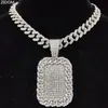 Anhänger Halsketten Männer Hip Hop Iced Out Bling Dog Tag Halskette mit 13mm Breite Kubanische Kette Hiphop Mode Charme schmuckPendant350w