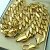 Ciężkie męskie 18 -karowe złoto pełne litego kubańskiego łańcucha łańcucha n276 60cm 50 cm253U
