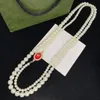 Perlenkette Lange Designer-Halskette Damenschmuck Doppelte Halskette Pulloverkette Herz Anhänger Halskette Modeschmuck Hochzeit Party