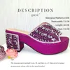 Dress Shoes QSGFC Luxury SSS Grade Purple Crystal High Heels Nigeria African Design Open Heeled Sandals Shoe Bag Set For Women's