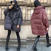 Womens Down Parkas Jacket Style White Duck Drawstring Hooded Korean Version Loose Simple And Versatile Coat Trend 231009