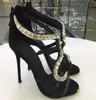 Women Fashion Genuine Leather Crystals Snake Sexy Slip Sandals 12cm Stiletto Heel Sandal Luxurys Designs Wedding Porn Party Nightc6