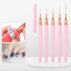 Brosses à ongles 5pcs Art Liner Brosse pour longues lignes UV Gel Vernis Peinture Design Stylos à dessin y231007