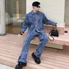 Herrspårsfall Luzhen Korean Style Set Threedimensional Splicing Nisch Design Denim Jacket Handsome Baggy Jeans Two Piece E5DF5D
