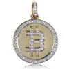 Chaînes Hip Hop Glacé Strass Coin Pendentif Collier BTC Mining Cadeau Pour Hommes Femmes Avec Corde Chain227F