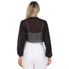 Jaquetas femininas Mulheres Sheer Chiffon Cardigan Outdoor Travel Beach Cover Ups Transparente Frente Aberta Manga Longa Stand Collar Bolero Shrug