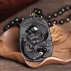 Pendant Necklaces Sculpture Black Obsidian Lotus In Pisces For Women And Man Fashion Jewelry Rope Chain Necklace Drop