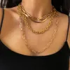 Ingesight Z 4st Set Multi Layered Chunky Thick Miami Curb Cuban Choker Halsband Gotisk guldfärg Snake Chain Halsband smycken2895