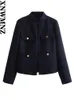 Женские куртки XNWMNZ, модный пиджак 2023 года со стоячим воротником, женский винтажный пиджак с длинными рукавами и карманами на пуговицах, универсальное женское пальто