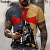 Herren-T-Shirts, Samurai-Muster, Tempelritter, 3D-Druck, T-Shirt, Retro-Stil der europäischen und amerikanischen Straße, kurzärmeliges Hemd, Herrenoberteile, T-Shirts