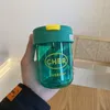 Su Şişeleri 300ml Plastik Şişe Saman Siparişi Sevimli 3D Sticker Taşınabilir Açık Dış Mekan Spor Çay Kupası Kızlar ve Çocuklar İçin