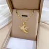 Pendant Necklaces Fashion Micro Paved Crystal Flying Swallow Necklace For Women Stainless Steel Chain Animals Little Birds