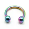 Rainbow Horseshoe 316L Surgical Steel NoSril Nose Ring Circular Piercing Ball Horseshoe Rings CBR Ring Earring16g 6mm 8mm 10mm265x