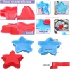 Moldes de cozimento de cinco pontas estrela em forma de sile molde artesanal único furo antiaderente diy fondant bolo decoração pan suprimentos mj1220 gota dh9vd