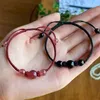 Charmarmband naturliga jordgubbar kristallvävda armband för kvinnor och män obsidian älskare studenthandstycke