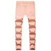 Herenjeans High Street Heren Roze Gescheurde Losse Denim Broek Casual Recht Verzwakt Voor Man Grote Maat 42