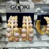 GODKI – boucles d'oreilles pendantes pour femmes, grand luxe, 3 tons, boules Disco, cerceau pour fête de mariage, Naija, bijoux de mariée nigérians, 2024