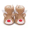 Boots Lioraitiin 0-12 Months Baby Christmas Shoes Soft Sole Cartoon Elk Non-Slip First Walker Infant For Winter