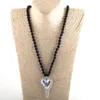 Pendant Necklaces MOODPC Fashion Bohemian Tribal Jewelry Black Stone Long Knotted Metal Heart