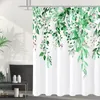 Tende da doccia Tenda da bagno con foglie verdi Tenda da doccia con fiori di vite Tenda da doccia moderna nordica minimalista in poliestere Decorazioni per la casa Ganci per tende da bagno 231007