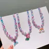 목걸이 귀걸이 세트 2pcs/set girl princess mermaid shell charm 딸 조카 어린이 파티 생일 선물을위한 팔찌 쥬얼리