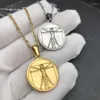 Naszyjniki wisiorek Hiphop vitruwian moneta chrześcijańska Jezus Naszyjnik nierdzewna krucyfiks krzyżowy Cross Charms Link Chain Biżuteria