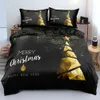 Yatak Setleri 3D Mutlu Noeller Beyaz Setleri Xmas Duvetquilt Kapak Seti Polyester Yorgan Kral Kraliçe Tam İkiz Kırmızı Yay Bej 231009