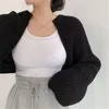 Malhas femininas Gaono Mulheres Y2K Knit Cropped Bolero Shrug Ribbed Sweater Manga Longa Frente Aberta Malha Crop Cardigan