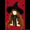 Party Hats Halloween Party Dress Decor Masquerade Bandage Bow Wizard Hat Women Gothic Lolita Costume Accessories Retro Witch Hats 231007