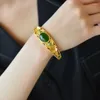 Bangle High-end ze stali nierdzewnej prawdziwy kamień naturalny Turkusowe złoto kolor Bracele luksusowa biżuteria trend 2023 Druhny Prezenty