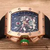 Horloges Rubber Herenhorloge Saffier Automatisch Mechanisch Rosé Goud Zilver Zwart Groen GMT Dual Time Skeleton Dial Horloges