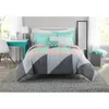 Beddengoedsets Mainstays grijs en blauwgroen geometrisch 8-delig bed in een tas dekbedset met lakens volledig 231009