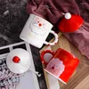 Mugs Santa Claus Funny Coffee Tea Mug With Lid Spoon Father Christmas Children Present Breakfast Milk Cup Cover Merry Gift