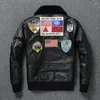 Men's Jackets Bomber Jacket Top Leather With Fur Collar High Quality Lapel Cotton Gun Same As Tom