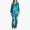 Pyjama imprimé de luxe en Satin pour femmes, vêtements de nuit, manches longues, vêtements de maison, costume d'été, vêtements de nuit décontractés