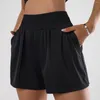 Active Shorts Spandex Sports With Phone Pockets Loose Yoga Women Clothing High Waist Gym Athletic Workout Leggings Woman