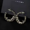 designer oorringen voor dames met diamanten bezaaide dubbele letter logo sieraden weven ontwerp oorhangers inclusief doos huwelijksgeschenken