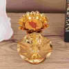 Bougeoirs 1PC 45 pouces Lotus Sculpture Titulaire Golden Alliage Chandelier pour Temples Salon Maison Diwali