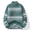 Herrenpullover Maden Mock Neck Pullover Lose Rollkragenpullover Basic Strickhemden Herbst Winter Feste Dicke Pullover Weiche Unterwäsche Top Homme