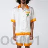 Casablanca 23SS Designer Shirts White Orange Cactust Tennis Court Man och kvinnlig Hawaiian Short Sleeve Shirt Casablanc -knapp upp S269F