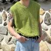 Männer Tank Tops INCERUN 2023 Koreanische Stil V-ausschnitt Quaste Wildleder Weste Casual Streetwear Solide Lose Ärmellose Strick Westen S-5XL