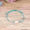 Tobilleras Pulsera de concha tejida a mano Regalo Pulseras simples para mujer Nudo chino de concha marina