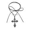 Pendentif colliers Gothique noir perles femmes charme starter cercle croix pendentif collier sorcière Halloween fête cadeaux pâques bijoux x1009 x1010
