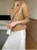 Frauen Leder Echte Frauen Blazer Jacke Frühling Herbst 2024 Mode Zweireiher Kerb Kragen Kurzen Schaffell Mantel Montlar