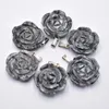 Hänghalsband 2023 modeförsäljning snidade blandade natursten rose blomma hängen charms smycken 6 st/parti grossist