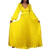 Abbigliamento etnico Abiti da sera africani per le donne Autunno manica lunga Elegante abito maxi da festa Abito da fata sgualcito solido Alta qualità