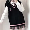 Suéteres femininos moda coreana oversize harajuku camisola de malha anime tank tops mulheres pastel goth colete y2k kawaii estética emo alt