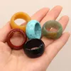 Cluster Ringen 1 Stuks Gemengde Kleur Natuurlijke Stenen Agaat Ring Ronde Kwarts Malachiet Sodaliet Blauw Turquoise Jade Opaal Voor Vrouwen Sieraden gift